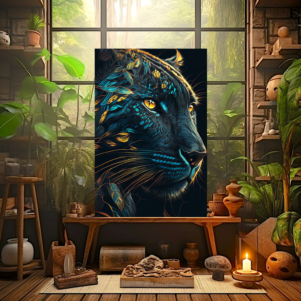 Creative and Colorful Panther Wildlife Painting Artwork