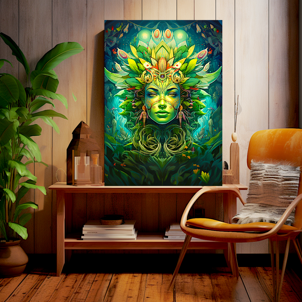 Mystical Harmony: Aya Goddess and the Green Face of Gaia