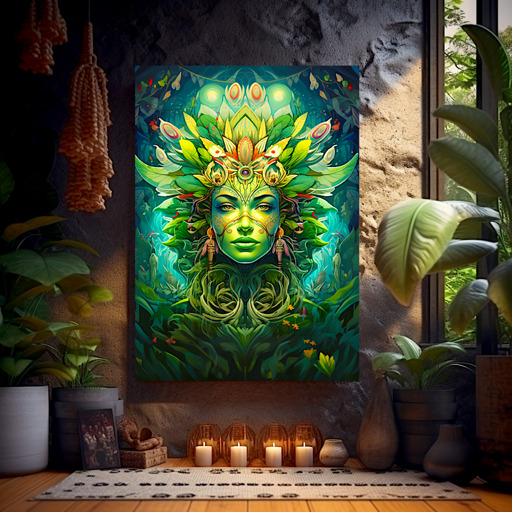 Mystical Harmony: Aya Goddess and the Green Face of Gaia