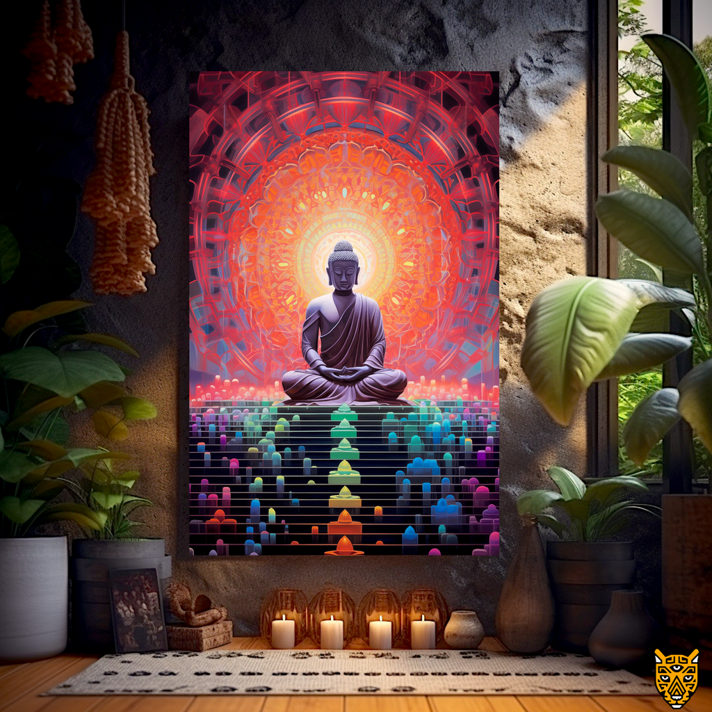 Ethereal Buddha Mandala Like Orange Lantern Illuminating the Path