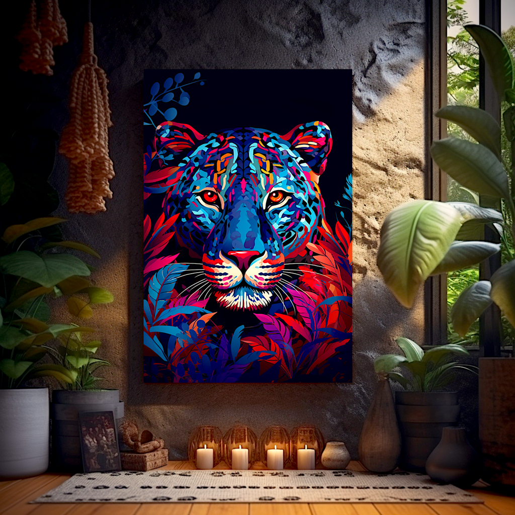 Rainbow Roar: Digital Leopard Beauty