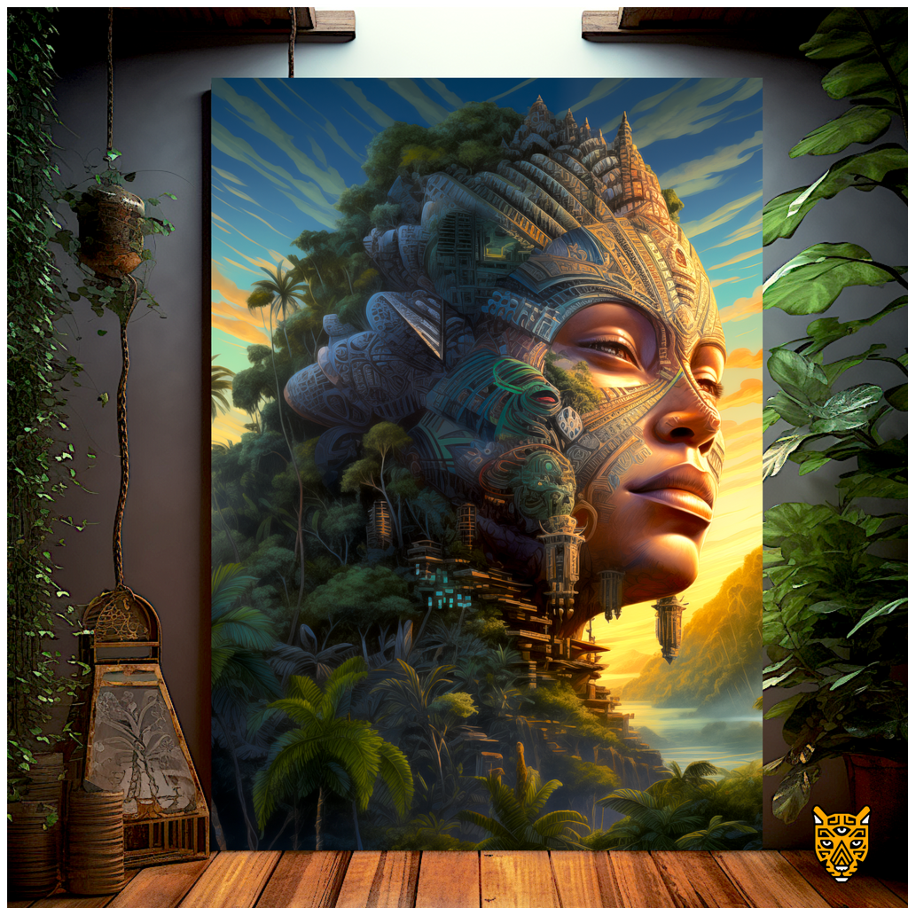Aztec Woman One with Nature Forest Realm