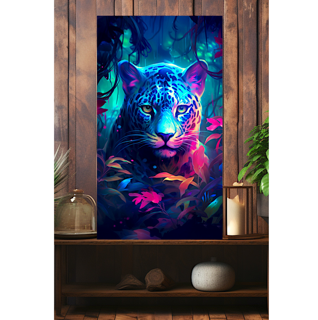 Wild Neon Symphony: A Colorful Leopard's Artistic Jungle Tale