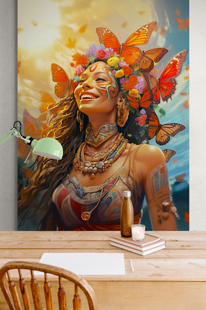 Sacred Wings: Ethereal Native American Butterfly Woman