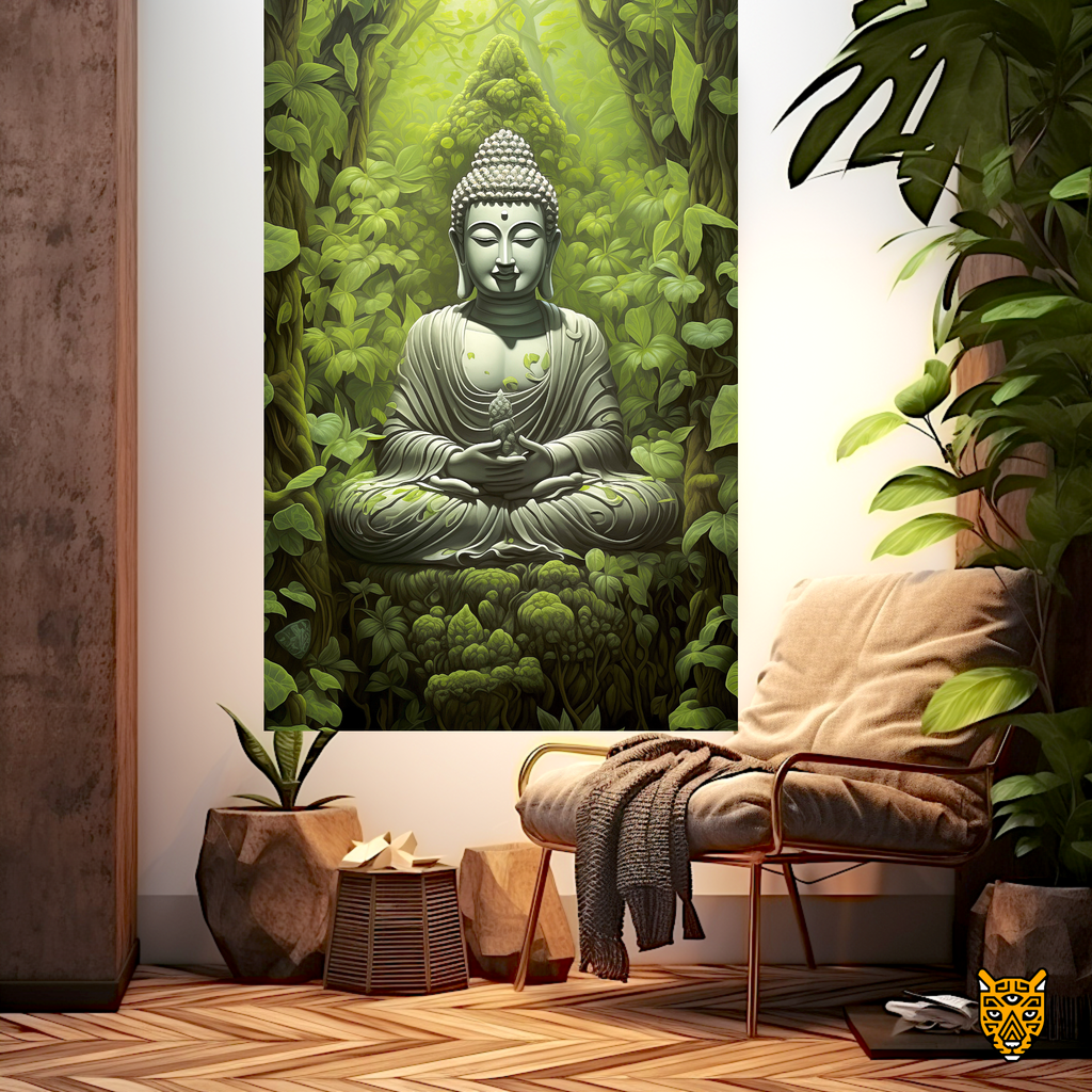 Gray Buddha Nature Harmony in Forest Peaceful Repose Garden