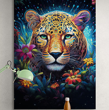 Ayahuasca Jaguar Panther Flowers Wall Art