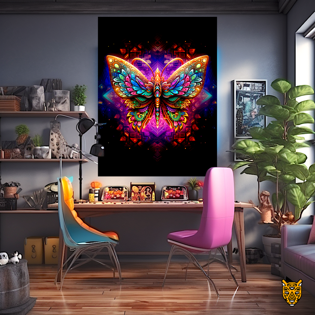 Psychedelic Free-spirited Butterfly in Charming Multi Colored Winged Creature