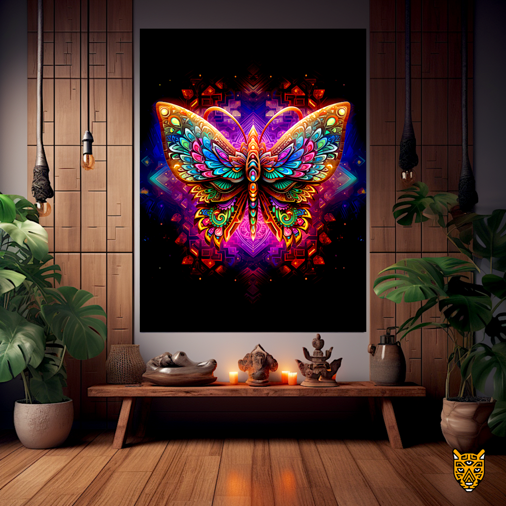 Psychedelic Free-spirited Butterfly in Charming Multi Colored Winged Creature
