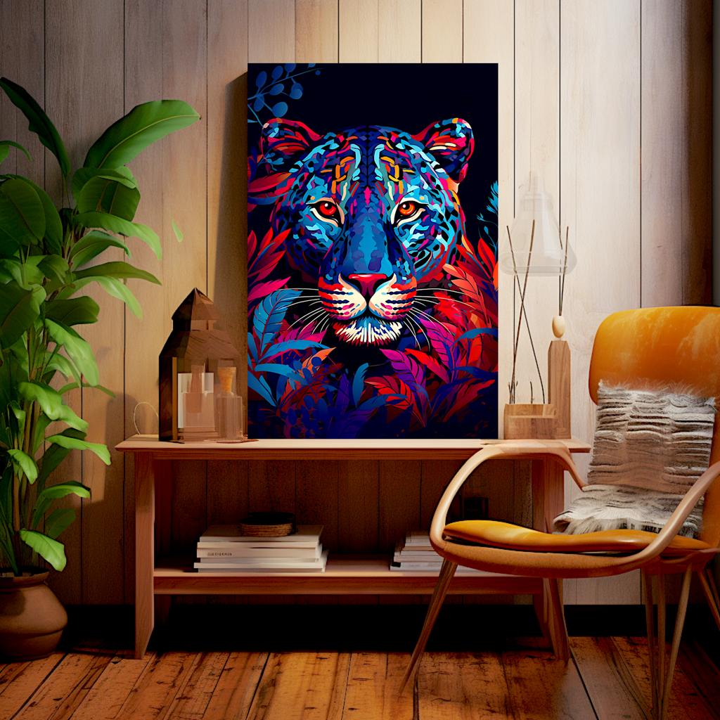 Rainbow Roar: Digital Leopard Beauty