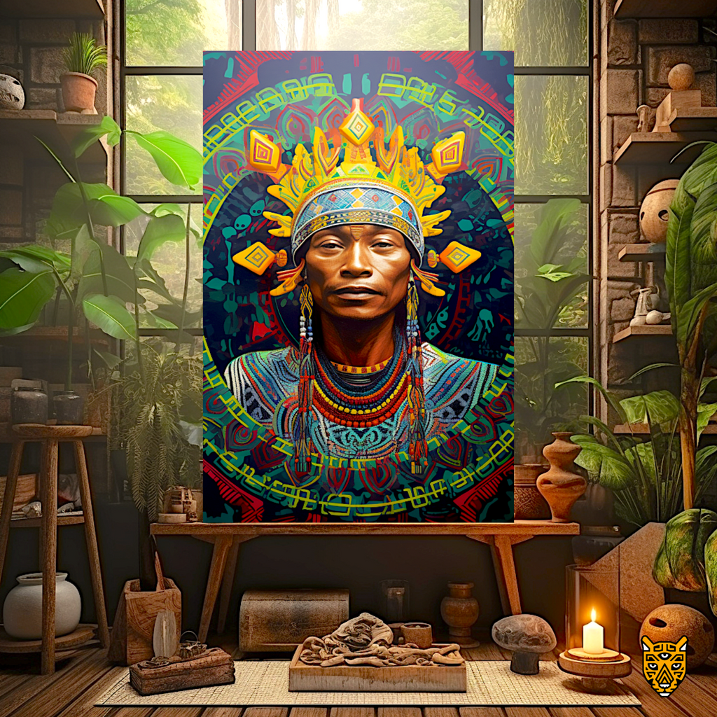 Shaman Spiritual Leader in Ritual Headdress Tribal Artistry