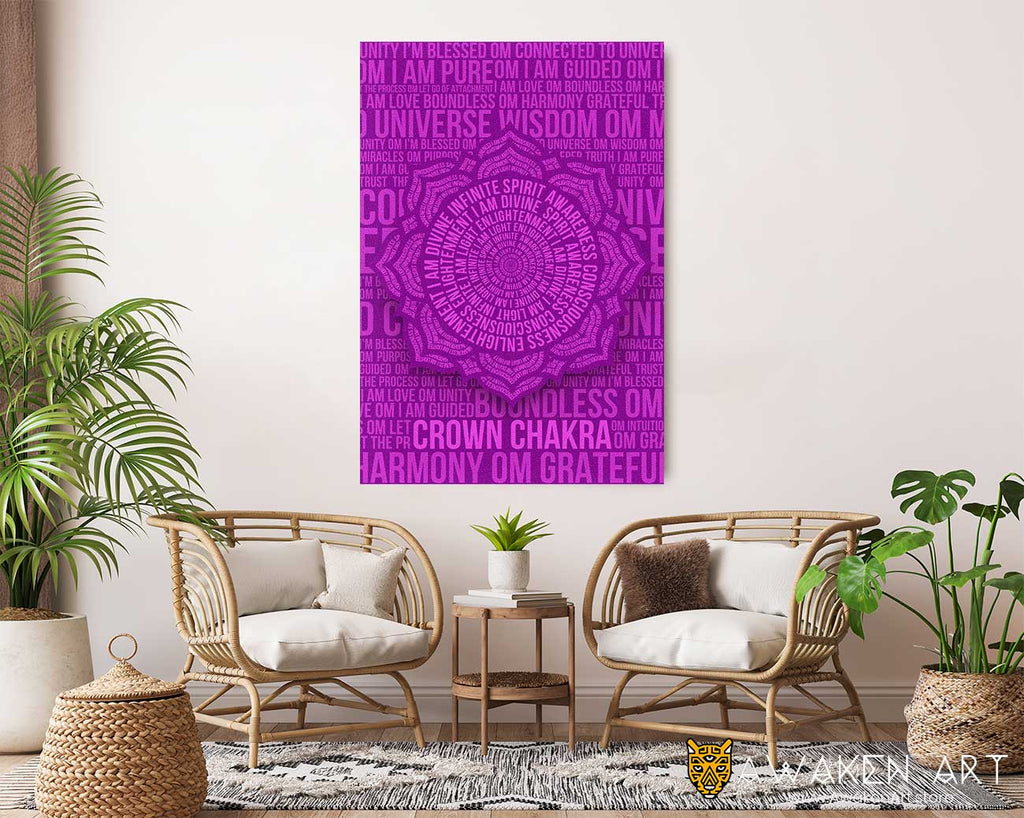 Purple Crown Chakra Canvas Wall Art Print Wall Decor Wall Hanging Large Wall Art | ''Crown Chakra'' by Clarise Urszula