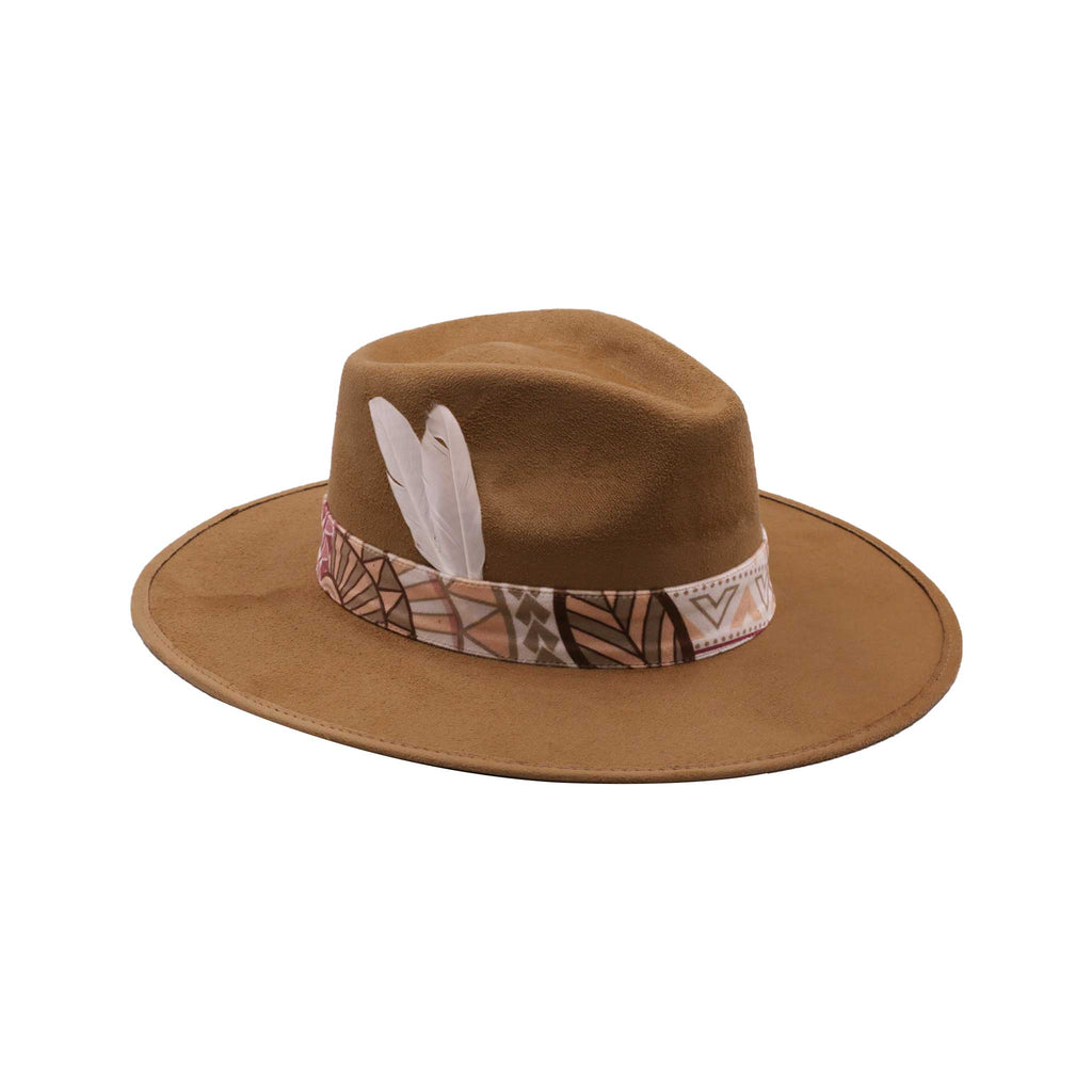 Brown Fedora Hats Bands Feather Awaken Art Design Hats