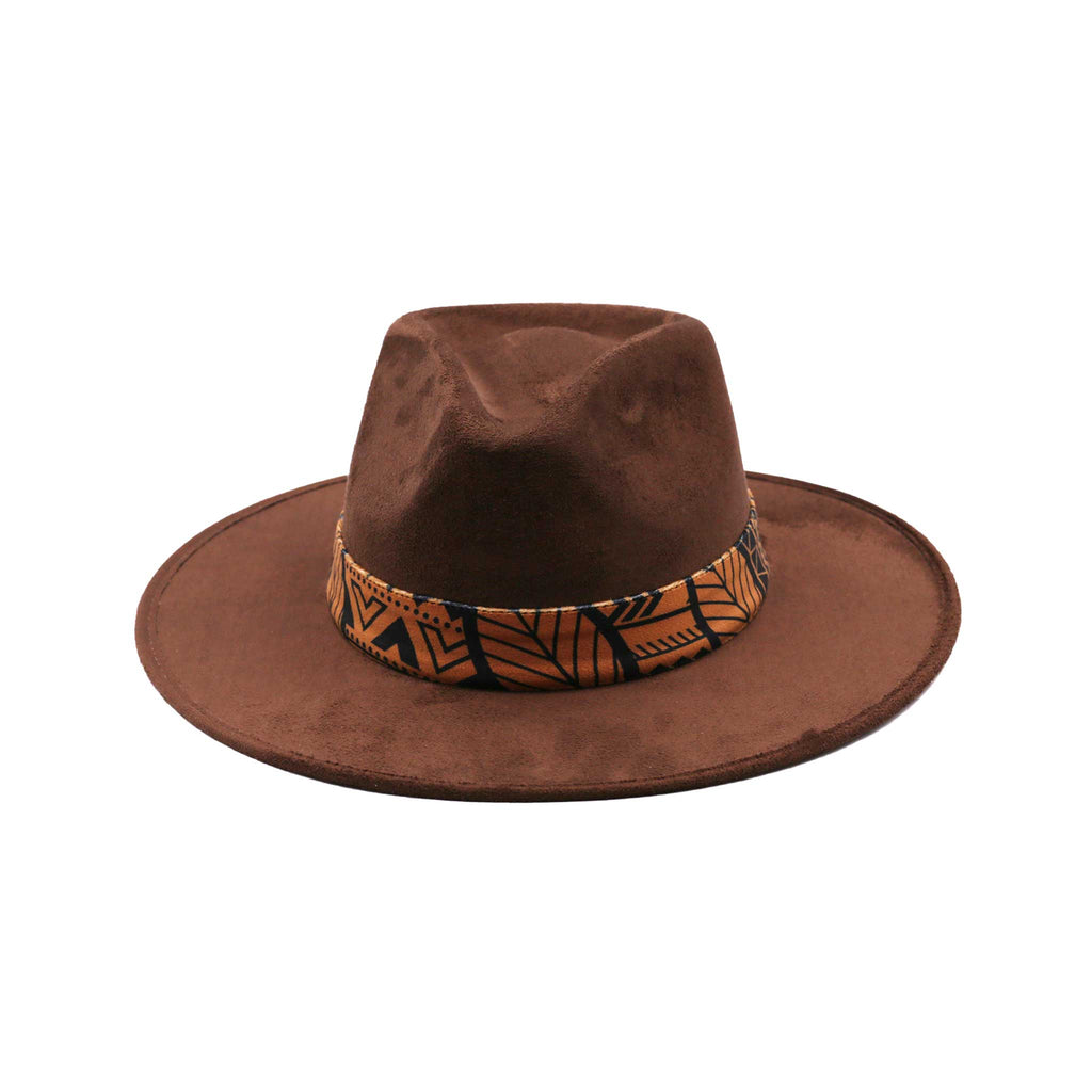 Fedora Suede Choco Brown Hats Unique Design Bands