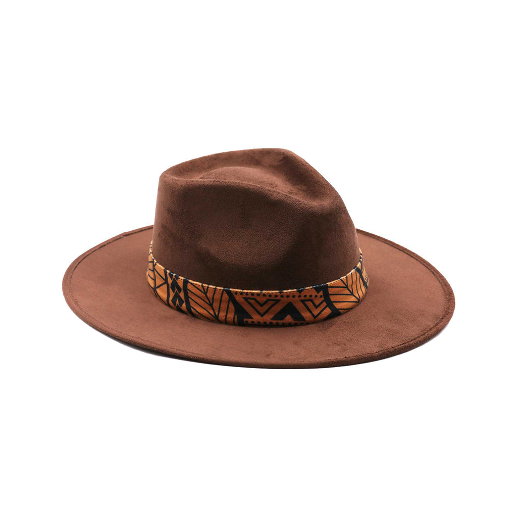 Fedora Suede Choco Brown Hats Unique Design Bands
