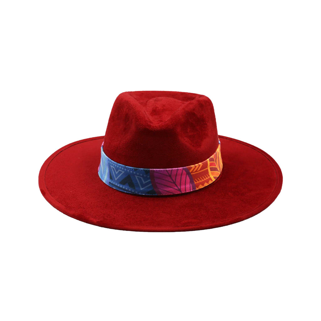 Awaken Art Suede Dark Red Hats Unique Design