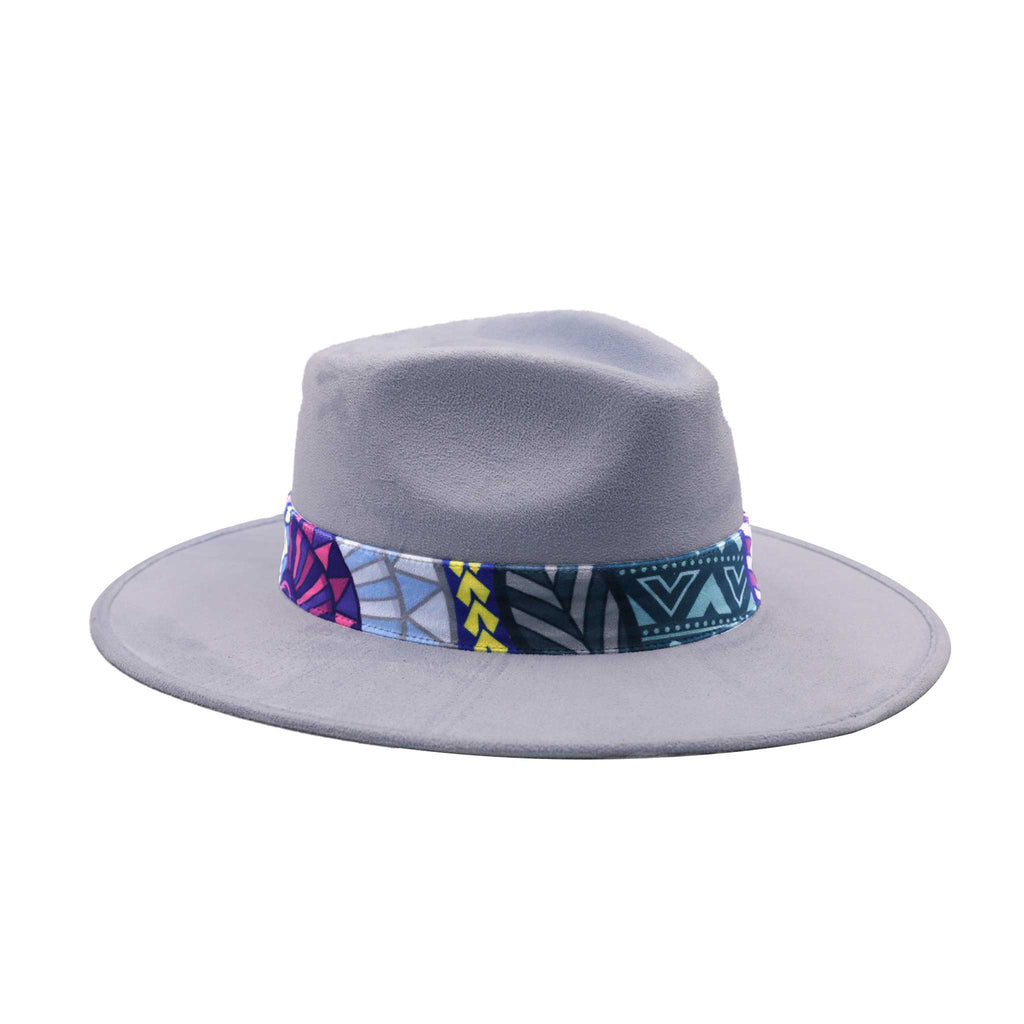 Grey Fedora Hats Blue Awaken Art Deign