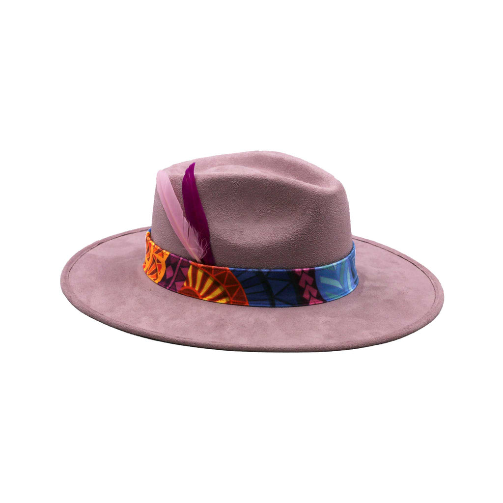 Light Pink Suede Fedora Hats Bands Feather Awaken Art Design