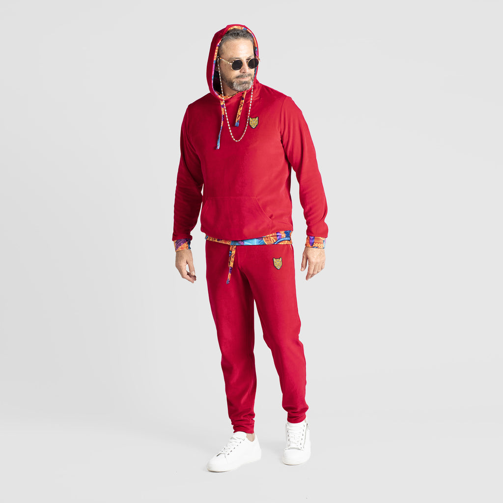 Red Velour Hoodies High-Quality Clothing Mens Outfit | by AWAKEN ART