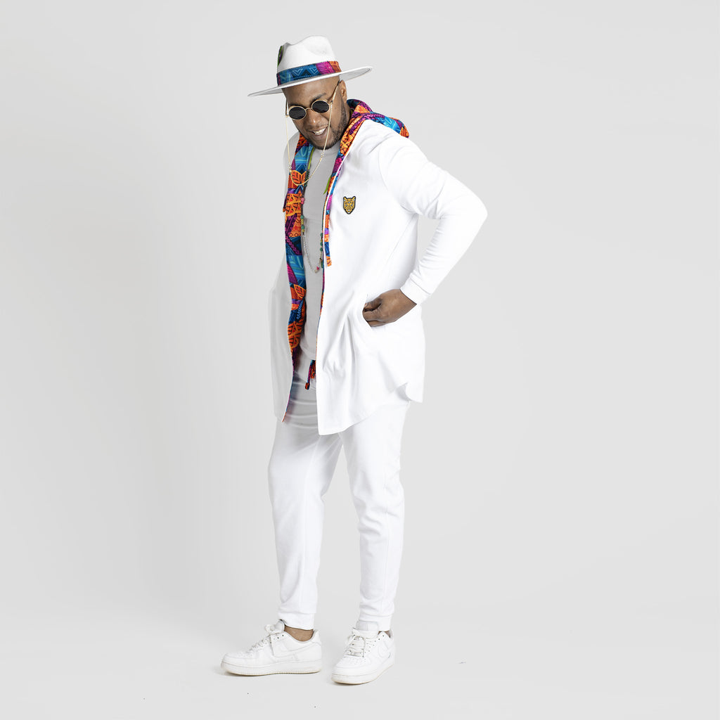 White Unique Velour Clothing Design Mens Cardigans | by AWAKEN ART