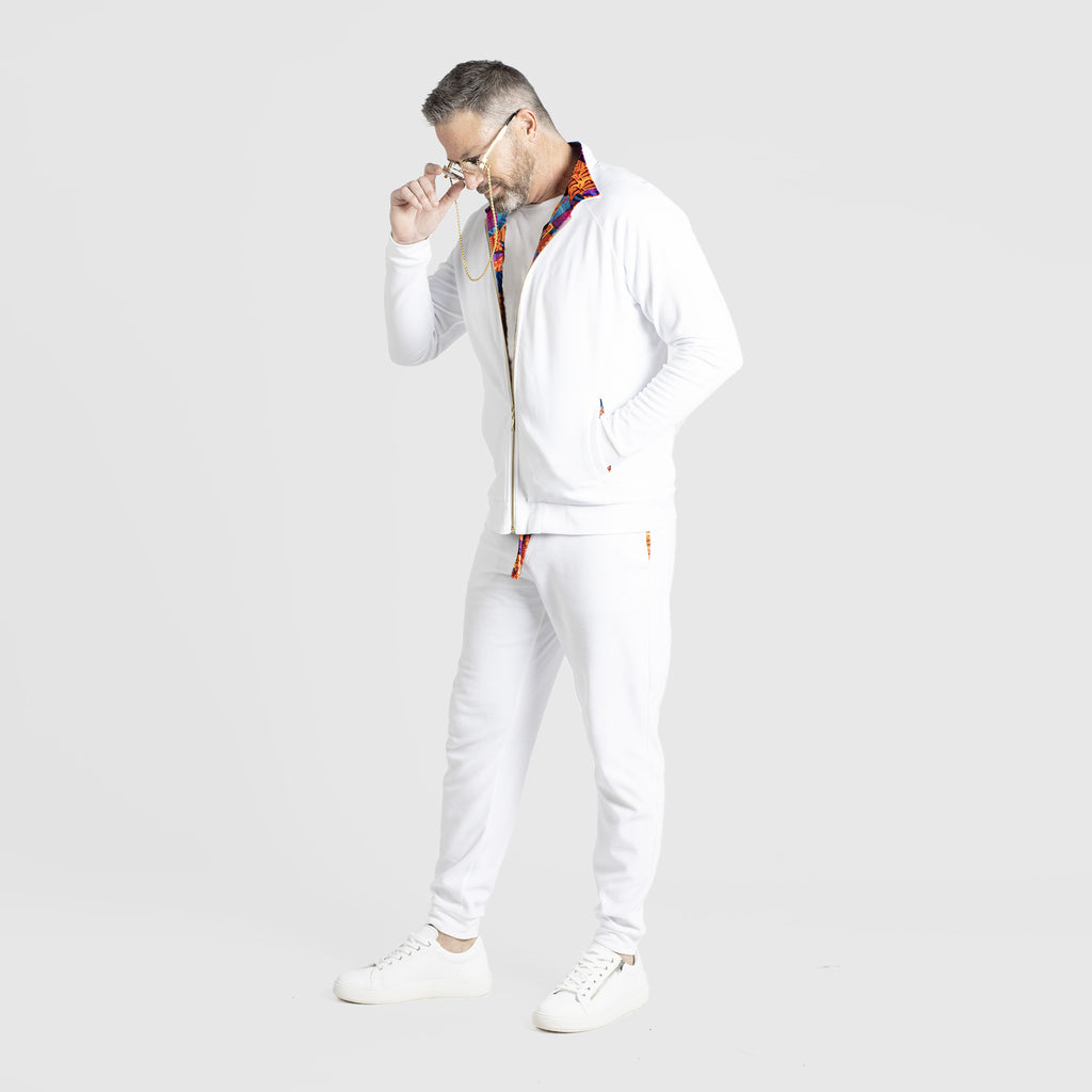 White Velour Set For Men High Quality Design Unique Stylish Clothing | by AWAKEN ART