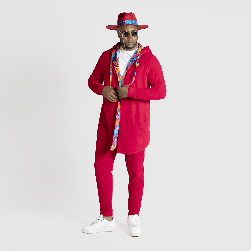 Unique Design High Quality Red Velour For Men Stylish Cardigan  | by AWAKEN ART