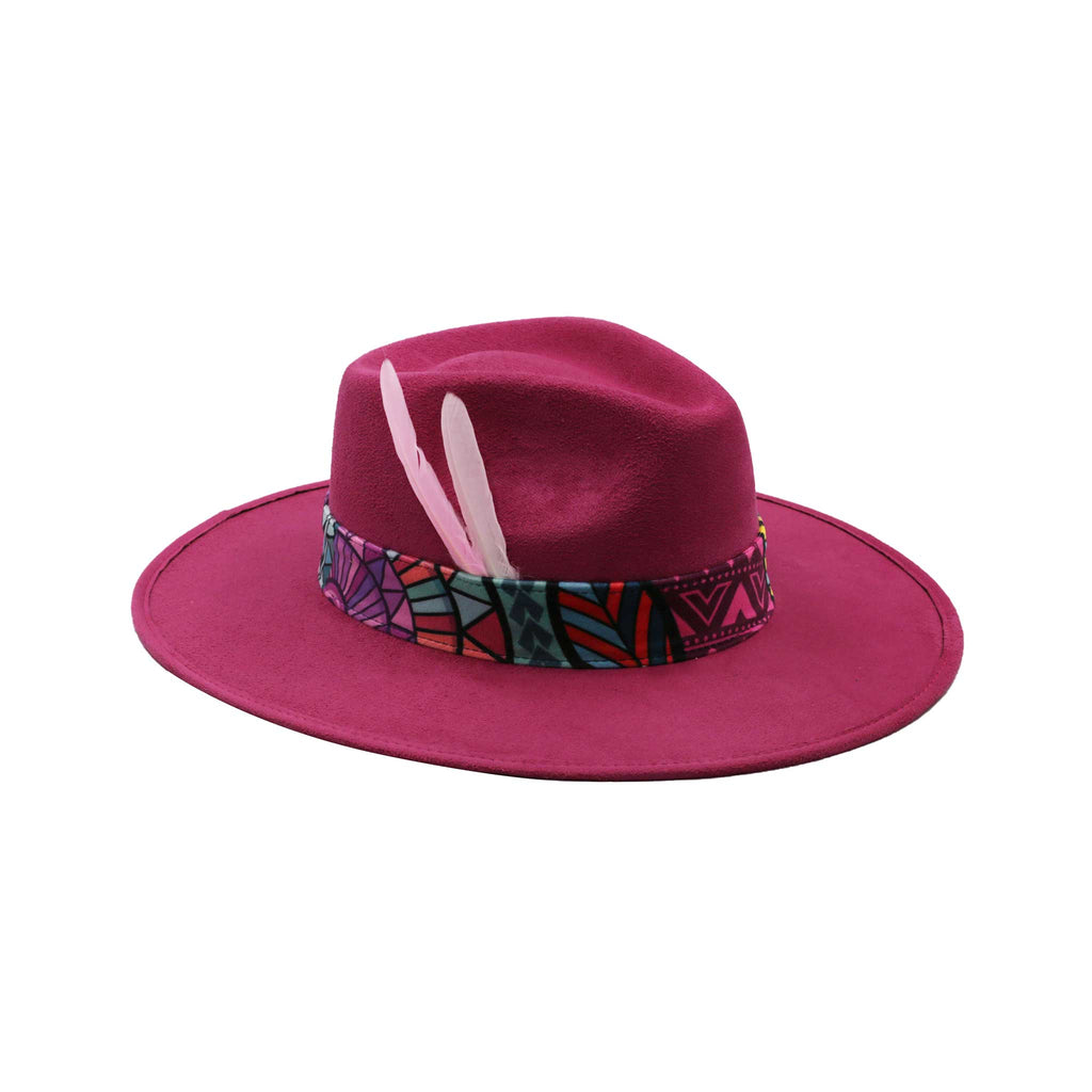 Pink Hats Bands Design with Feather Awaken Art Hats