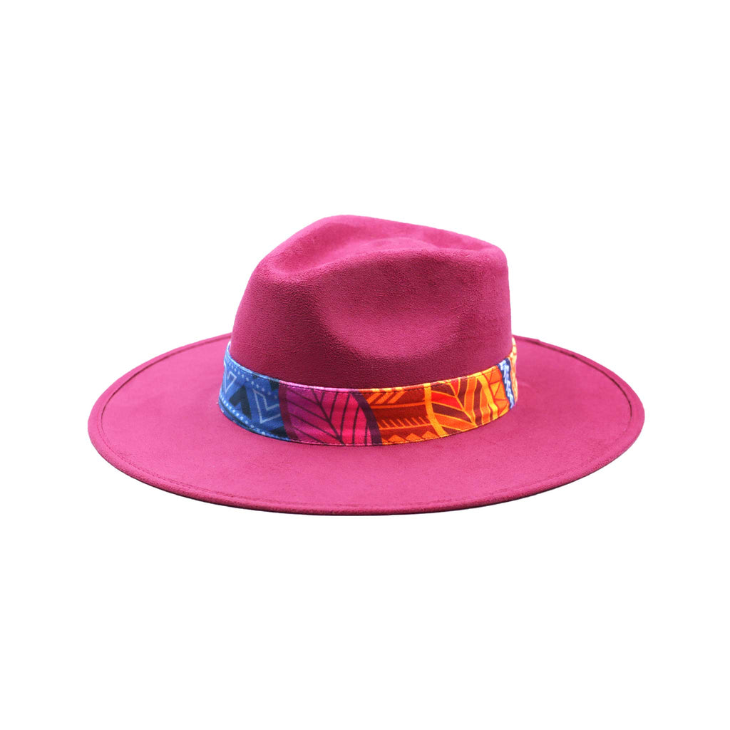 Pink Colorful Bands Feather Awaken Art Fedora Hats