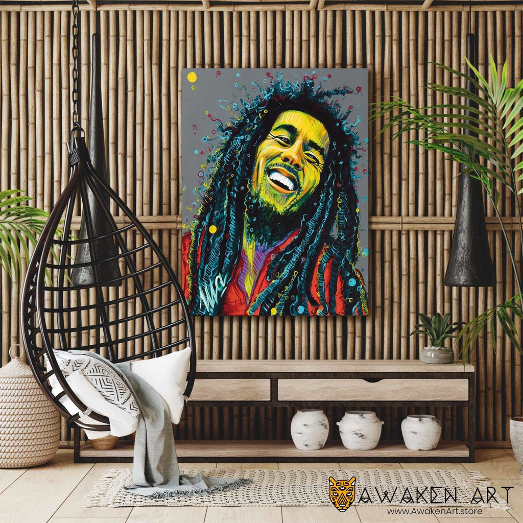 Bob Marley Inspirational Canvas Wall Art  Afro Black Man Large Canvas Art Prints Unique Art Wall Hanging | ''Bob Marley'' by Clarise Urszula
