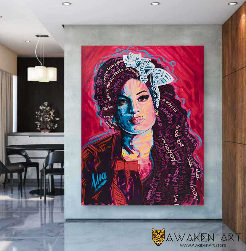 Canvas Wall Art Amy Winehouse Inspirational Home Decor Canvas Wall Art Wall Hanging Unique Gifts | ''Amy Winehouse'' by Clarise Urszula