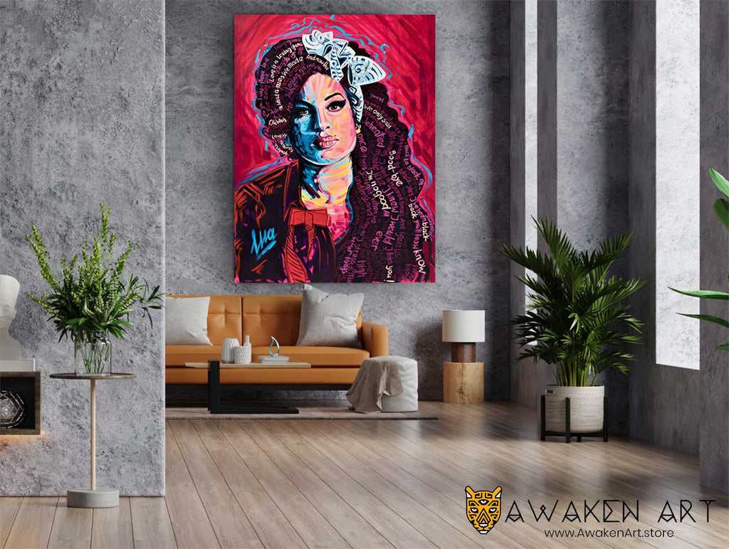 Canvas Wall Art Amy Winehouse Inspirational Home Decor Canvas Wall Art Wall Hanging Unique Gifts | ''Amy Winehouse'' by Clarise Urszula