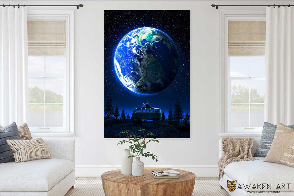 Canvas Wall Art Serenity Inspirational Art Hanging Home Decor Large Earth At Night Canvas Wall Art | ''Serenity