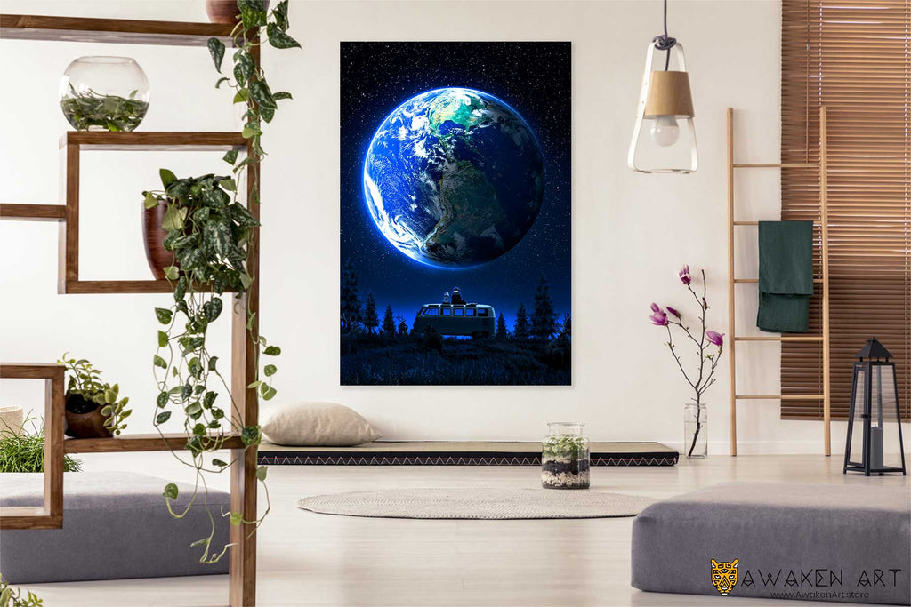 Canvas Wall Art Serenity Inspirational Art Hanging Home Decor Large Earth At Night Canvas Wall Art | ''Serenity