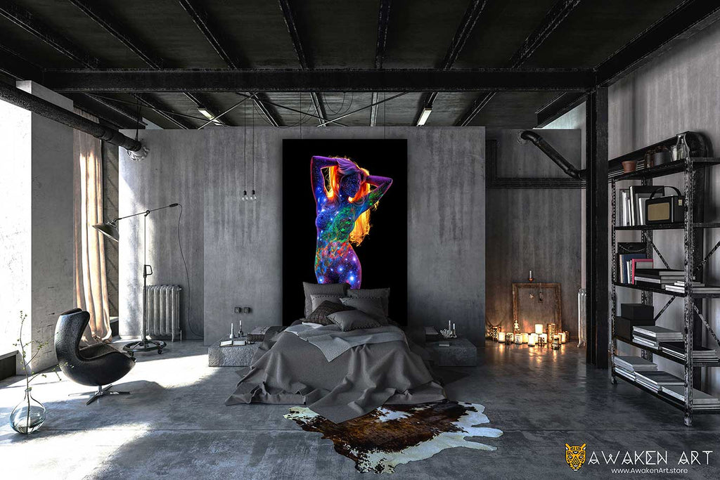 Canvas Wall Art Spiritual Woman Spiritual Wall Art Large Canvas Wall Hanging Home Decor Wall Art | “Woman Spiritual Nebula Art” by John Poppleton