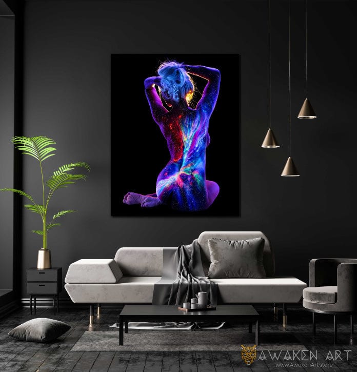 Canvas Wall Art UV Body Painting Inspirational Wall Art Large Canvas Wall Art Hanging Home Decor Wall Art | “Nebula SN-4c” by John Poppleton