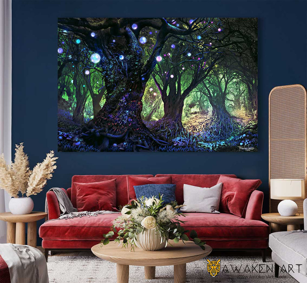 Forest Nature Visionary Inspirational Canvas Wall Art Magical Home Decor Large Canvas Art Above Bed Wall Hanging | ''Forest Wisp'' by Ferdinand Ladera