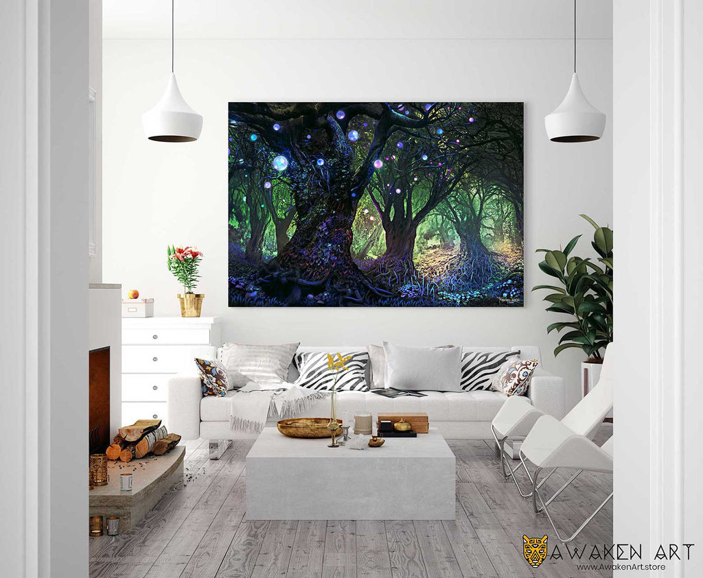 Forest Nature Visionary Inspirational Canvas Wall Art Magical Home Decor Large Canvas Art Above Bed Wall Hanging | ''Forest Wisp'' by Ferdinand Ladera