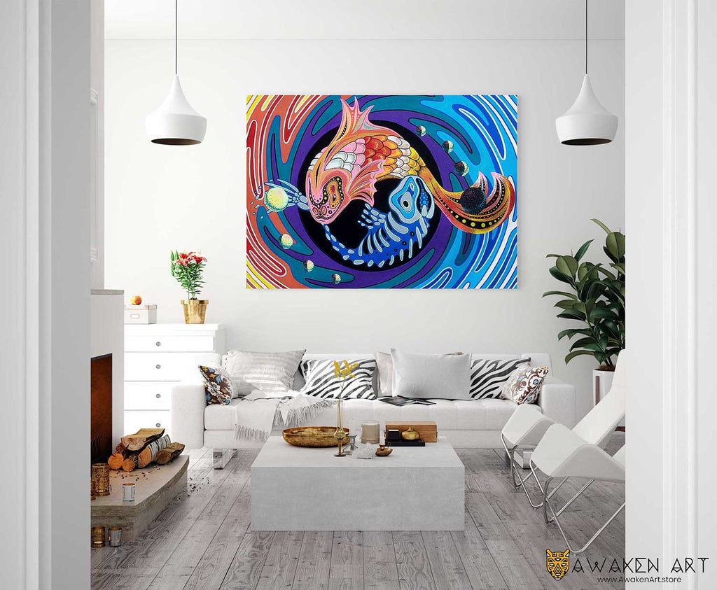 Inspirational Canvas Wall Art Pisces of Me Visionary Art Large Wall Art Hanging Home Decor Wall Art | “Pisces of Me” by Gavin Gerundo (Gavinger)