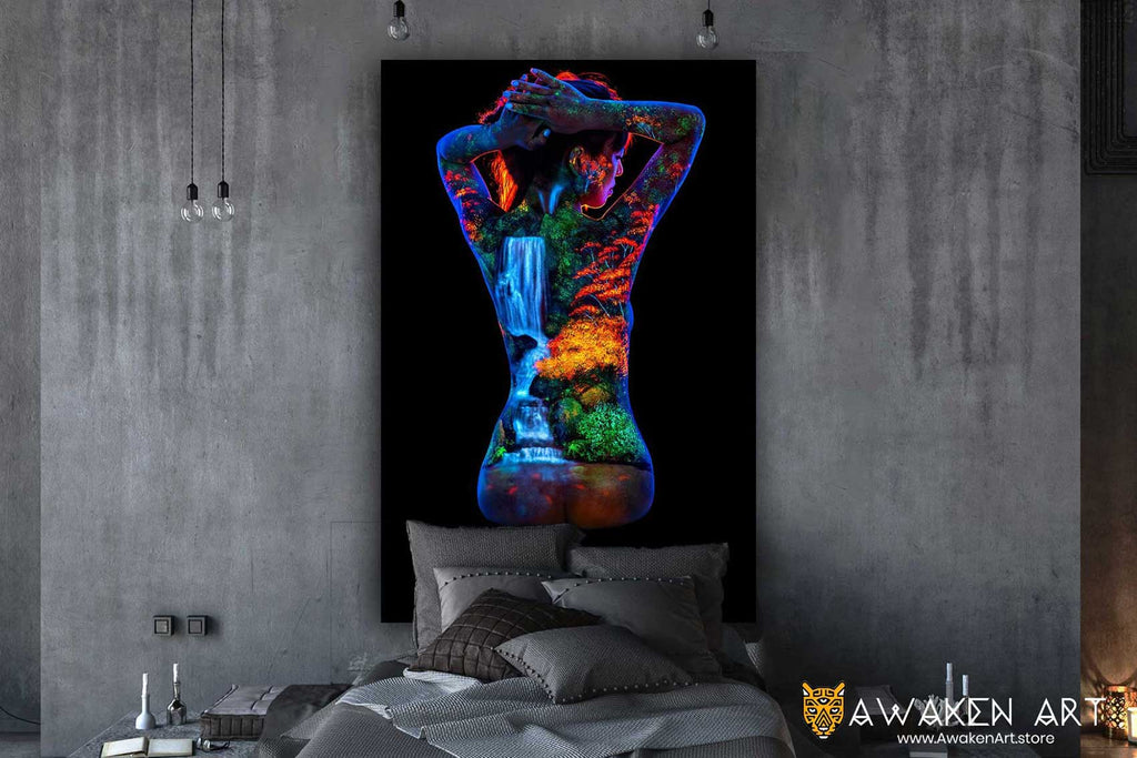 Inspirational Canvas Wall Art UV Body Painting Momiji Large Canvas Wall Art Hanging Home Decor Wall Art  | “Momiji” by John Poppleton