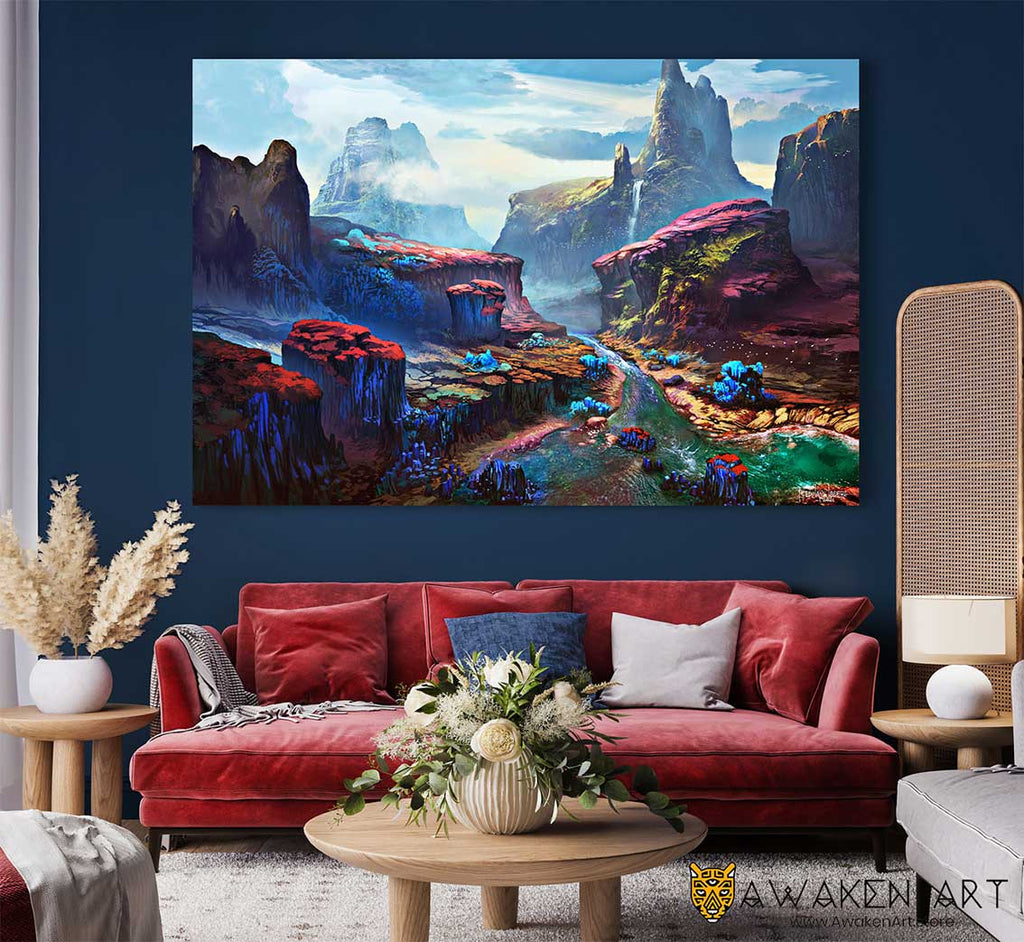 Landscape Nature Mountains Spiritual Visionary Fantasy Art Canvas Inspirational Large Wall Art Home Decor | ''Athlerrod'' by Ferdinand Ladera