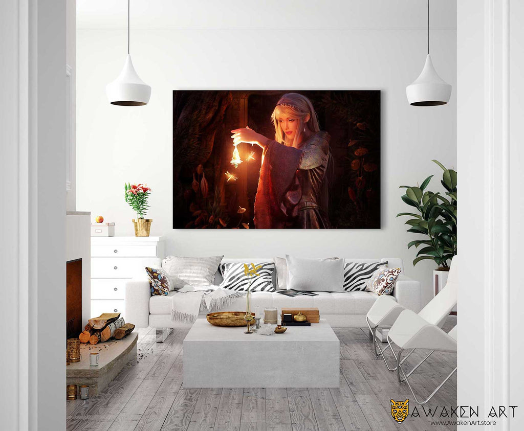 Large Canvas Forest Elf Fantasy Wall Art Prints Home Decor Wall Hanging Wall Art | ''Forest Elf'' by Elelna Dudina