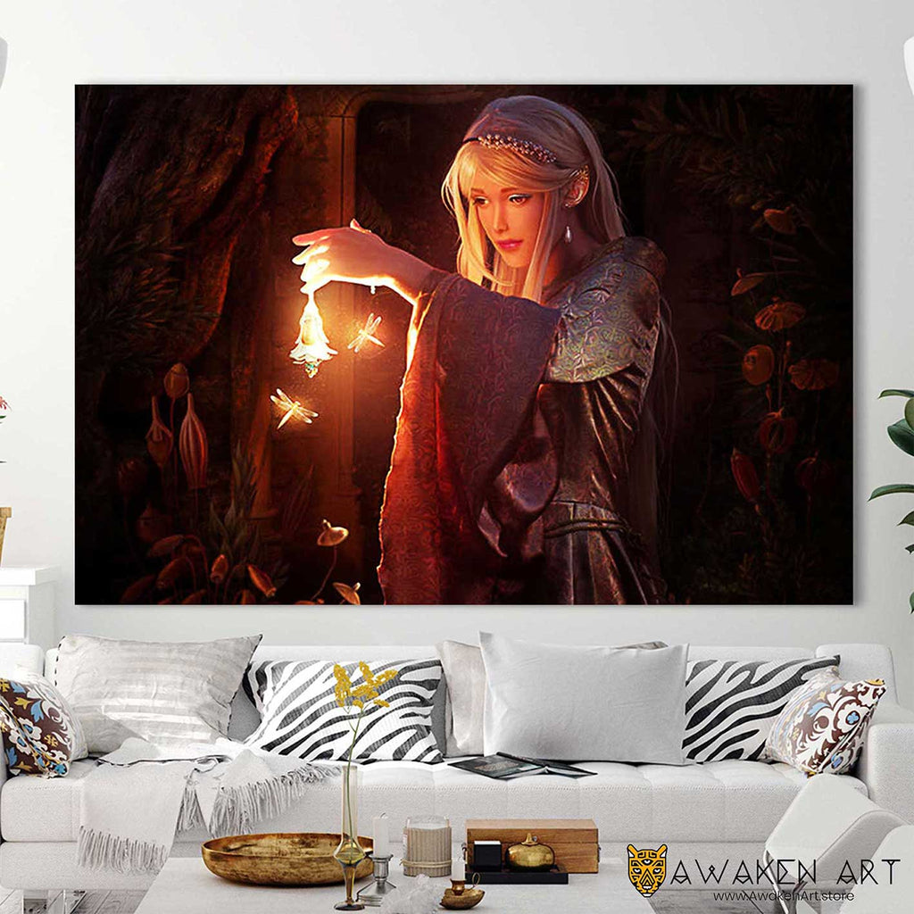 Large Canvas Forest Elf Fantasy Wall Art Prints Home Decor Wall Hanging Wall Art | ''Forest Elf'' by Elelna Dudina