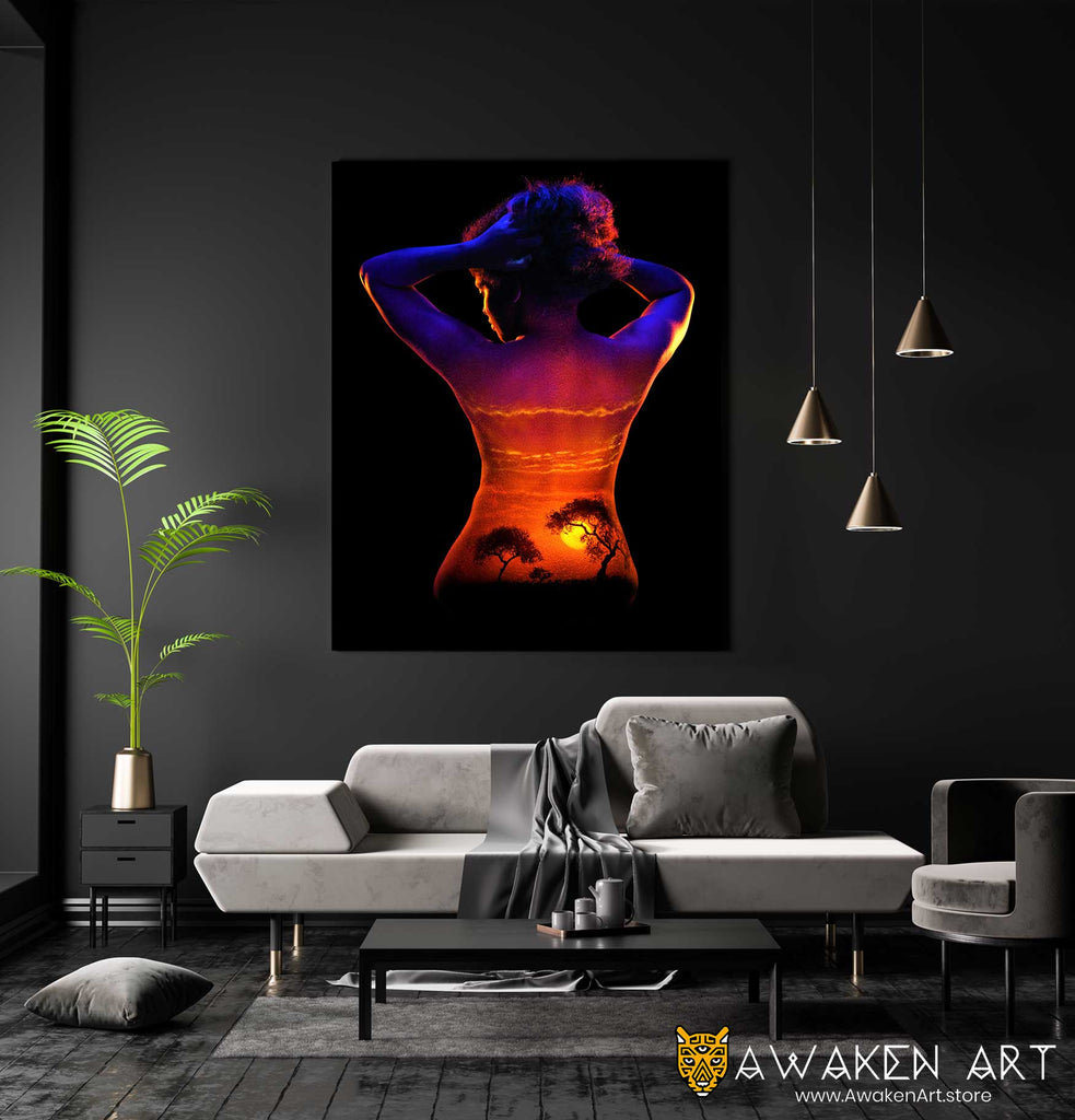 Large Canvas Wall Art UV Body Sunset Inspirational Canvas Wall Art Large Canvas Wall Art Hanging Home Decor | “Savannah Sunset” by John Poppleton