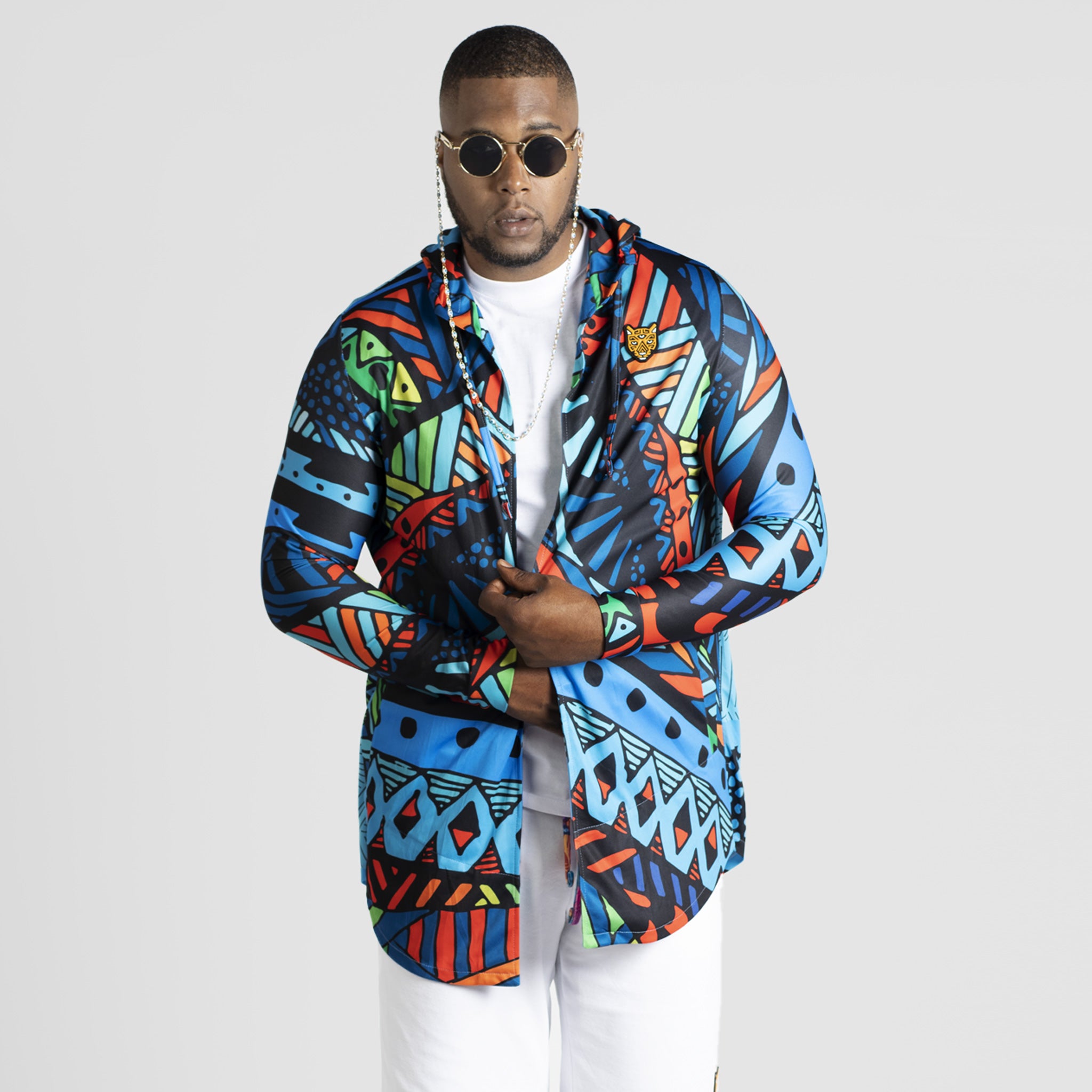 Colorful Panther Unique Velour Clothing Design Mens Cardigan | by AWAKEN ART