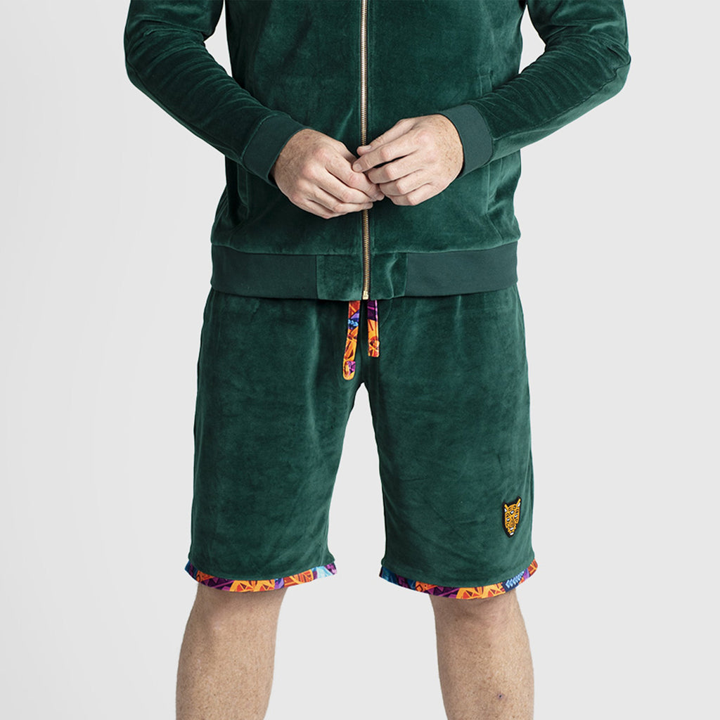 Dark Green High Quality Velour Short Mens Outfit Clothing Stylish Design | by AWAKEN ART