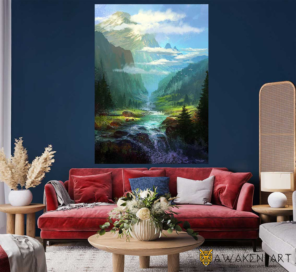 Nature Mountain Landscapes Fantasy Visionary Inspirational Canvas Wall Art Wall Hanging Home Decor | ''Tranquil'' by Ferdinand Ladera