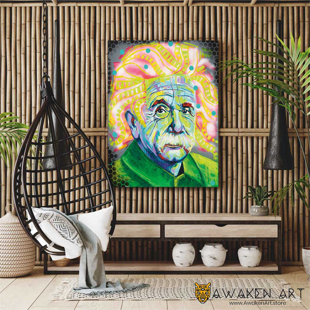 Physics Mind Inspirational Canvas Wall Art Home Decor Large Wall Art Home Decor | ''Einstein'' by Clarise Urszula