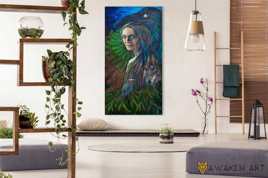 Spiritual Awakening Art Gaia Bird Inspirational Nature Canvas Large Wall Art Hanging Home Decor Wall Art | ''Gaia