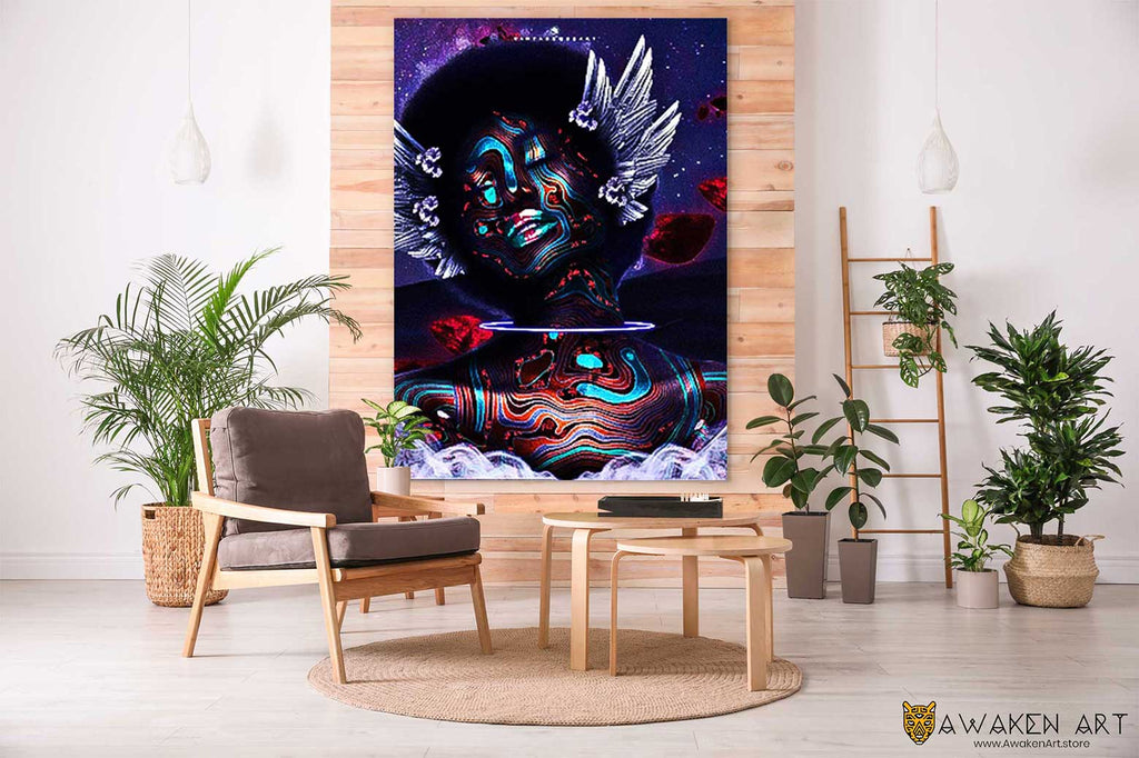 Spiritual Awakening Art Silence of the Wolves African American Wall Art Canvas Large Canvas Wall Decor  | ''Silence of the Wolves'' by Vintagemozart