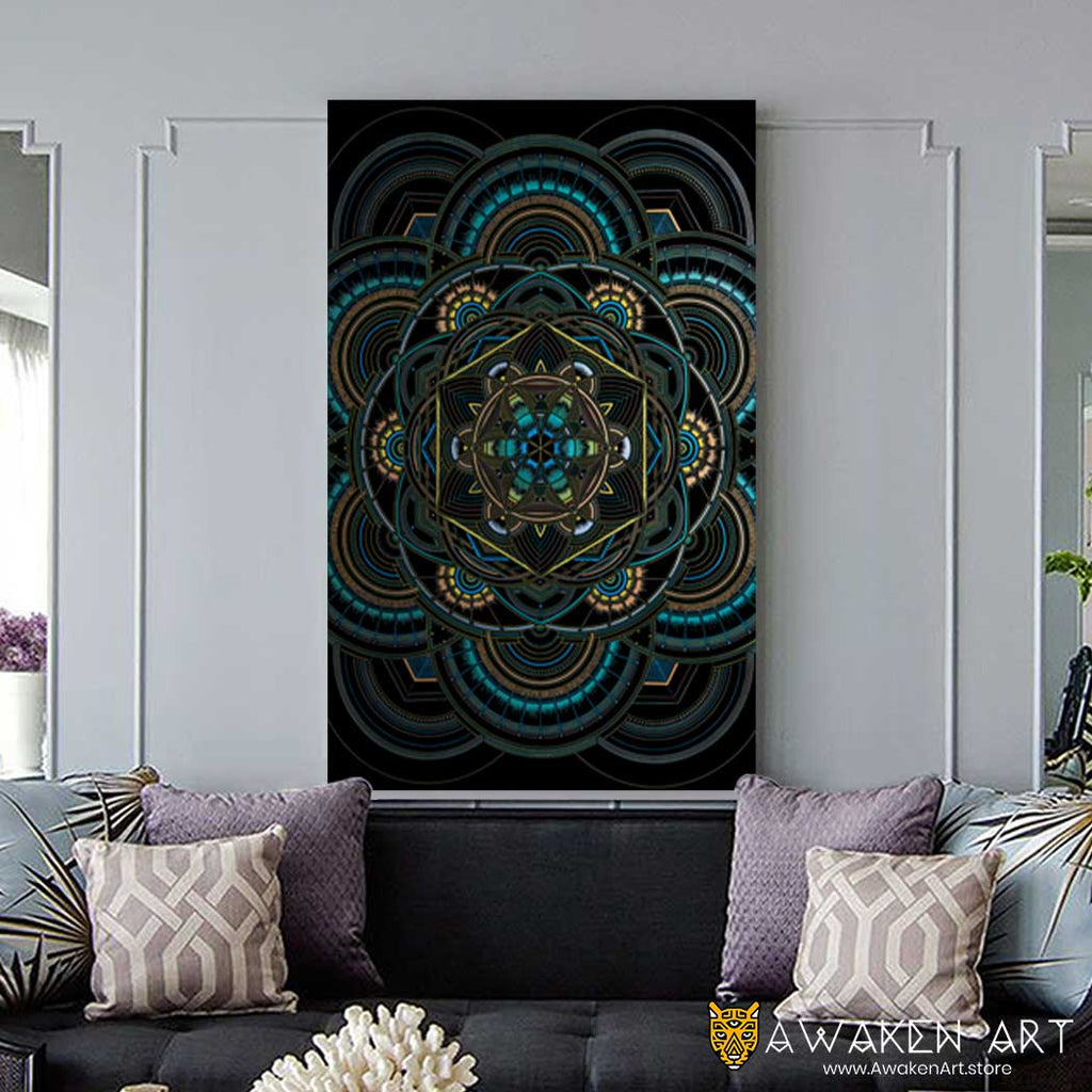 Spiritual Awakening Sacred Geometry Mandala Canvas Wall Art Home Decor | ''Jungle Frequency - Envision 2020'' by Simon Wieland