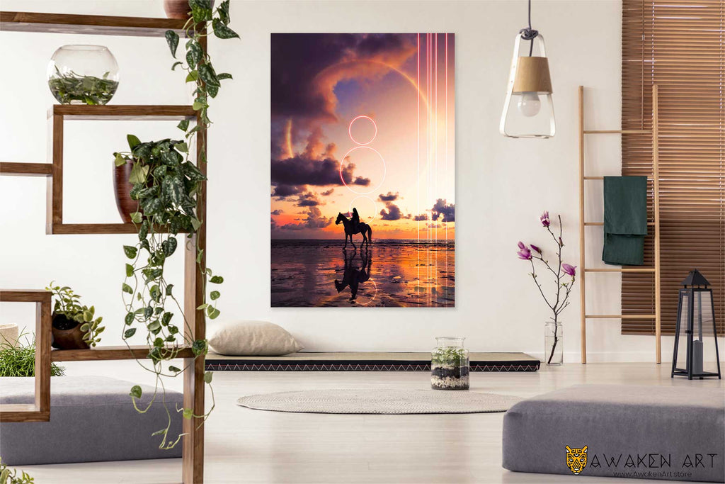 Surrealism Wall Art Decor Voyager Inspirational Wall Hanging Large Sunset Canvas Wall Art Prints | ''Voyager